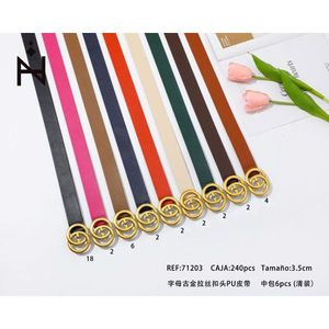 Cintura in Pelle 3,5 Cm con Fibbia Spazzolata con Lettere, Cinture Moda Donna in PU - Product Image 2