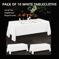 Lot élégant de 10 nappes rondes en polyester pour tables rondes, résistantes aux taches et aux plis - Blanc - Diamètre 228 cm