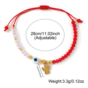 Bracelet de protection contre le mauvais œil Go2boho, bracelet en cordon rouge avec perle en verre bleu et charme ange pour femmes - Product Image 6