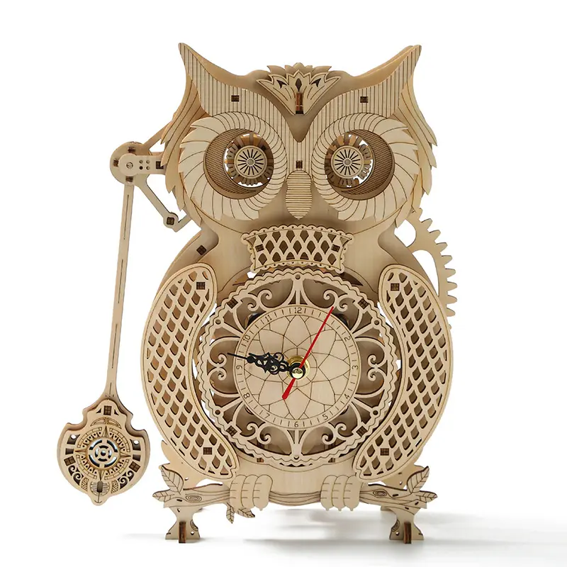 Diy Wood crafts Educational toys owl pendulum clock Toys hobbies 3D puzzle wooden Home Decoration