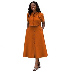 Top a maniche corte e gonna a vita alta con due pezzi Set di <span class=keywords><strong>abbigliamento</strong></span> da donna nuove tendenze - Product Image 3