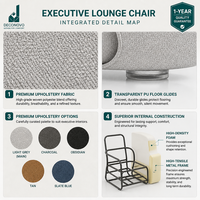 Fauteuil de bureau exécutif moderne rembourré et incurvé, en tissu aspect lin, ergonomique et confortable, idéal pour la réception et les salles d'attente