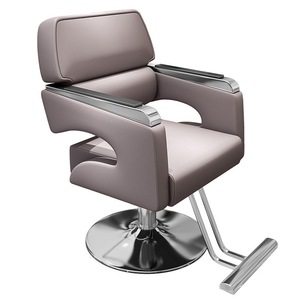 Sillón de Peluquería de Alta Gama, Giratorio y con Altura Ajustable, de Acero Inoxidable y Metal Negro - Product Image 2