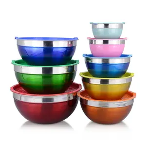 Best Quality Unique Collapsible Salad Cake Mixing Bowl Set Stainless Steel Bowl with Colorful Design