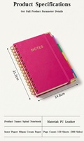 Carnet de notes A5 personnalisé avec logo, couverture rigide en PU, reliure spirale, papier épais, fermeture élastique, intercalaires à languettes, idéal pour le bureau, cadeau d'entreprise, vente en gros