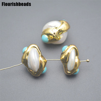 Perles en vrac de forme ovale en turquoise synthétique plaquées or pour la fabrication de bijoux fantaisie en gros