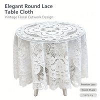 Nappe carrée blanche en dentelle faite à la main, imperméable et résistante à l'huile, personnalisable, motif floral ajouré vintage pour mariage, fête, maison