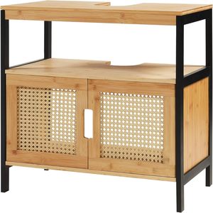 Combohome Gabinete <span class=keywords><strong>de</strong></span> inodoro Sobre el inodoro Gabinete alto <span class=keywords><strong>para</strong></span> almacenar <span class=keywords><strong>toallas</strong></span> <span class=keywords><strong>de</strong></span> papel higiénico <span class=keywords><strong>Baño</strong></span> MDF Bambú Ratán - Product Image 4