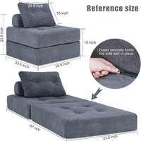 Silla plegable para dormir con almohada para sala de estar, dormitorio, futón, sofá cama, soporte trasero con cremallera, sofá seccional convertible