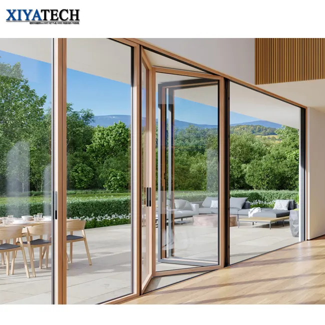 XIYATECH America popular Patio door wholesale Bi-Folding System Folding Sliding Door Aluminum Glass Bifold Door