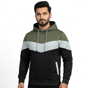 Sudadera con Capucha Corta Térmica de Algodón Liso Estilo Urbano con Bolsillos Laterales y Estampado de Letras Personalizadas para Hombre - Product Image 1