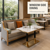 Ensemble de banquette contemporaine avec structure en bois et revêtement en tissu pour restaurant, banquette trois places pour café et hôtel