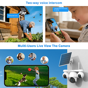 كاميرا مراقبة خارجية V380 بانورامية بزاوية 360 درجة تعمل بالطاقة الشمسية، لاسلكية 4G بثلاث شاشات، عالية الدقة مع ميكروفون مدمج ومستشعر CMOS - Product Image 3