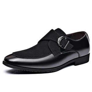 Leather Monk Strap Buckle Men's Formal Office Shoes-Fashion <b>Dress</b> Slip - Product Image 2