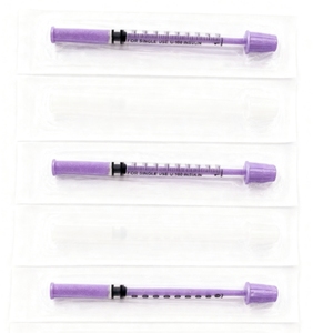 Jeringa de <span class=keywords><strong>Insulina</strong></span> Desechable Estéril de Color Morado con Agujas de 0.5ml 1ml U-100 30G 31G 6mm 8mm para la Mayoría de los Tipos de <span class=keywords><strong>Insulina</strong></span> Humana - Product Image 2