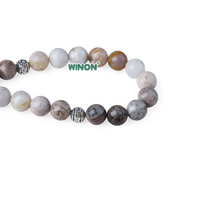 Vente en gros d'usine Winon, 10 mm, 33 perles, agate bleue naturelle, tasbih pour hommes, misbaha, tesbih turc, perles de prière islamiques