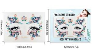 Bijoux de visage papillon sans colle, décorations de luxe en diamants brillants violets et dorés pour cosplay, concerts et déguisements - Product Image 6