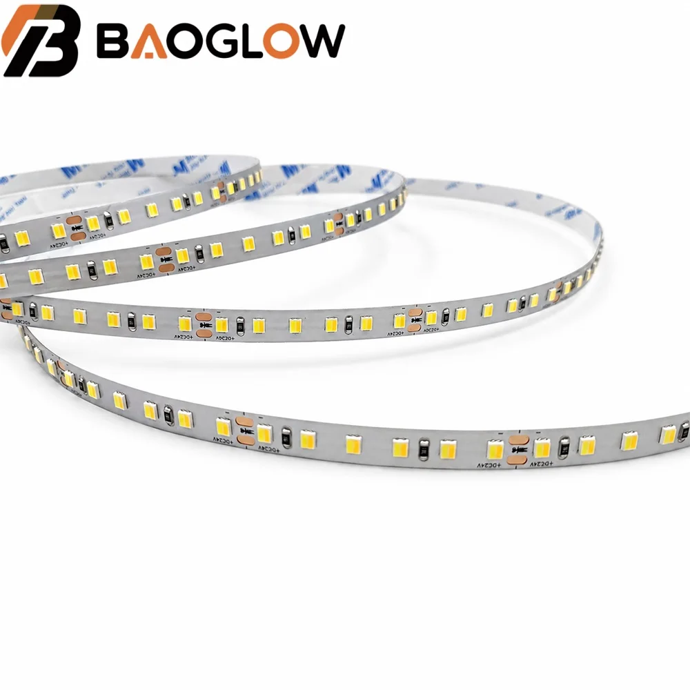 2 Wire CCT Dual Color 120LED/M 2835 LED Tape Light 24V 10W/M 8mm Silver Board 20m No Voltage Drop 2700K 6500K Indoor Strip