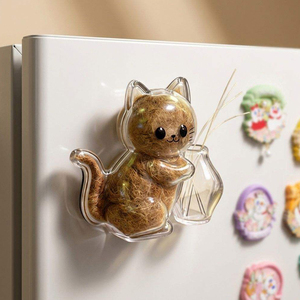 Imán de nevera transparente OEM con diseño de gato, para guardar recuerdos de pelo de mascota, regalo para amantes de las mascotas, amuleto para bolso con pelo de perro, mini conservador de pelo de perro. - Product Image 1