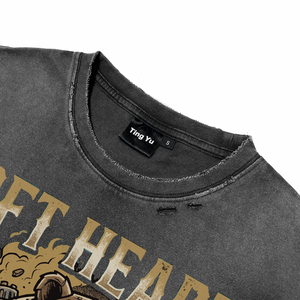 เสื้อยืดโอเวอร์ไซส์สไตล์วินเทจคุณภาพสูงสำหรับผู้ชาย ลายพิมพ์ตัวอักษร Mechanical Bear ผ้าฝ้ายระบายอากาศได้ดี สตรีทแวร์ - Product Image 3