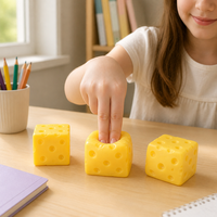 Jouet Squishy Kawaii en forme de cube de fromage, anti-stress, à presser, boîte mystère, jouet sensoriel, ensemble cadeau pour enfants et fêtes
