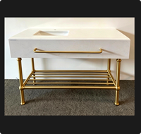 Meubles de salle de bain avec structure métallique, meuble-lavabo en métal, base de meuble-lavabo personnalisée en laiton doré vintage