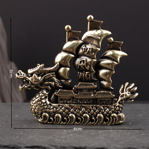 Adorno de barco dragón de latón, 2 uds., decoración de escritorio Feng Shui para el hogar y la oficina, símbolo de navegación sin problemas - Product Image 4