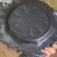 Assiettes de présentation carrées en plastique doré de 12 pouces, imprimées en 1 couleur, ajourées, finition miroir, pour le Ramadan, Pâques, le Nouvel An et les dîners