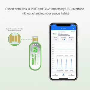 Registrador de dados em PDF para vacinas, ultra-congelador de temperatura USB com dente azul, novidade