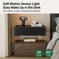 Mesa de Noche Ajustable de Madera Maciza Estilo Moderno de Mediados de Siglo, Mesita de Noche Vintage para Dormitorio con Cajones, Acabado en Nogal, Mesa Auxiliar para Espacios Pequeños
