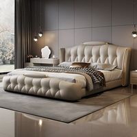 2026 Modernes Günstiges Massivholz-Bettgestell mit Aufbewahrungsboxen Schlafzimmer-Set Lederbezogenes Softbett mit Stauraum Kingsize-Bettgestell Gepolstertes Bett
