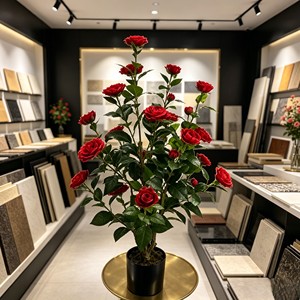 Camélia rouge élégant et délicat en pleine floraison avec des pétales volumineux superposés pour la décoration de banquets, les vitrines, les chambres et les jardins. - Product Image 4