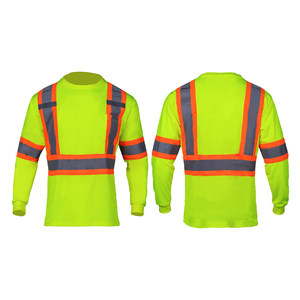 قمصان أمان برتقالية طويلة الأكمام من الفئة 2 ذات رؤية عالية ، قمصان أعمال البناء للرجال ، قمصان السلامة مع شعار - Product Image 2