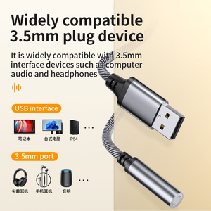 <span class=keywords><strong>Adaptateur</strong></span> <span class=keywords><strong>USB</strong></span> vers <span class=keywords><strong>prise</strong></span> audio 3,5 mm avec gaine en nylon et blindage en feuille d'aluminium, compatible avec les casques, les PC, les enceintes et les ordinateurs portables - Product Image 3