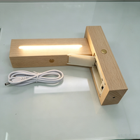 Base LED Inalámbrica Portátil de Madera con Interruptor Táctil, Iluminación Blanca Cálida, Ranura Opcional para Batería AAA, Soporte para Lámpara Decorativa de Mesa