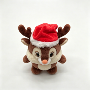 Reno Rudolph de peluche personalizado, adorable reno marrón con gorro de Papá Noel, reno festivo, juguete de peluche de reno navideño - Product Image 1