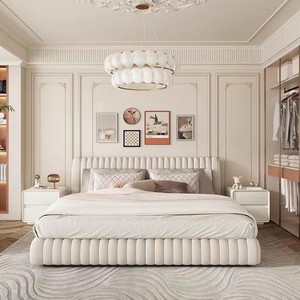 โต๊ะข้างเตียงสีครีมทันสมัยพร้อมลิ้นชัก 2 ช่องสำหรับเก็บของในห้องนอน - Product Image 2