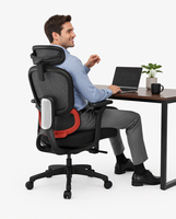 Fauteuil de direction ergonomique pivotant et réglable en maille, avec dossier haut, pour bureau à domicile, avec fonction de levage électrique