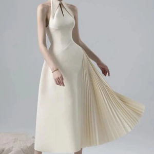 Vestido Bohemio Casual de Verano 2025, Nuevo, de Alta Calidad, Cintura Elástica, Largo hasta la Rodilla, con Parches, Lavable, Elegante, sin Mangas, Cuello en V - Product Image 2