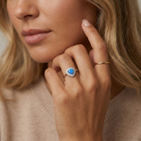 Bague en argent sterling S925 personnalisée OEM/ODM pour femmes, avec opale taille cœur et halo, idéale pour mariage et fiançailles