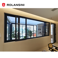 Fenêtre coulissante double vitrage blanc en alliage d'aluminium, horizontale, commerciale, avec panneau fixe et moustiquaire magnétique, modèle Rolansini European