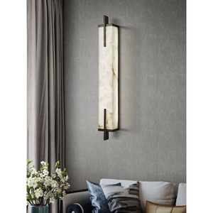 โคมไฟติดผนังหินอ่อนสไตล์จีนสมัยใหม่สำหรับห้องนั่งเล่น พื้นหลังทีวี แถบยาว ทองแดงแท้ ดีไซน์ใหม่ สำหรับห้องโถง ห้องนอน ข้างเตียง - Product Image 2