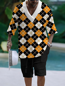 New Jacquard <strong>T</strong>-<strong>Shirt</strong> V-Neck S Rts Cover for Men <strong>3D</strong> Printed Sport Large Size Casual Style Breathable Knitted Weaving for Summer - Product Image 4