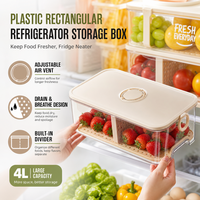 Boîte de rangement rectangulaire fiable pour réfrigérateur, en plastique alimentaire, grand conteneur hermétique pour la conservation des aliments en cuisine