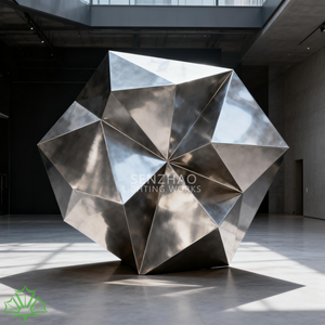 Senzhao Modern Abstract Geometric <b>Mirror</b> Polished Stainless Steel Metal Art Sculpture - Product Image 3