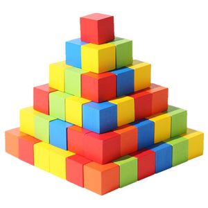 Blocchi di Costruzione in Legno Colorati per l'Educazione Precoce dei Bambini, Cubi Quadrati per l'Assemblaggio di Forme Geometriche Tridimensionali, Giocattoli Educativi - Product Image 5