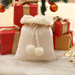 <span class=keywords><strong>Sacco</strong></span> di babbo natale di lusso di natale di personalizzazione all'ingrosso con borse di velluto di natale di sublimazione della pelliccia di Pom Pom - Product Image 4