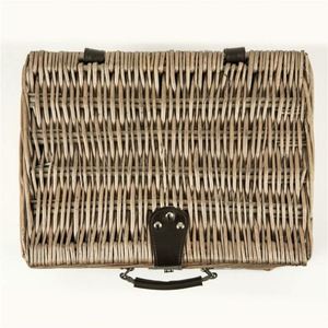 Panier pique-nique demi-rond en rotin tressé avec support métallique, <span class=keywords><strong>tendance</strong></span>, portable, sacs en osier, paniers en canne - Product Image 5