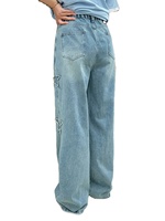 Nouvel Arrivage – Jean en Denim Grande Taille pour Femme, Style Vintage avec Patchs Étoiles, Taille Haute, Coupe Droite, Pantalon Décontracté Streetwear