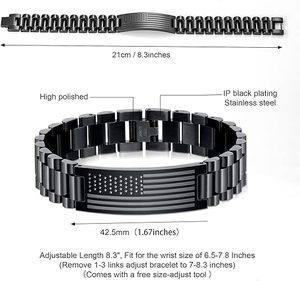 Da uomo in acciaio inox inciso bandiera americana con bibbia verso gioielli cristiani orologio da regalo braccialetto per festa papà <span class=keywords><strong>figlio</strong></span> marito - Product Image 4